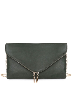 Large Clutch Design Faux Leather Classic Style WU024 OLIVE